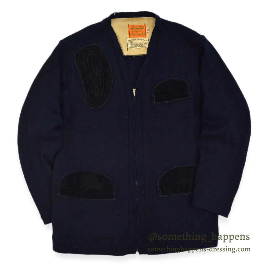 1960's SKOOKUM SHOOTING ZIP UP WOOL CARDIGAN DARK NAVY... 42