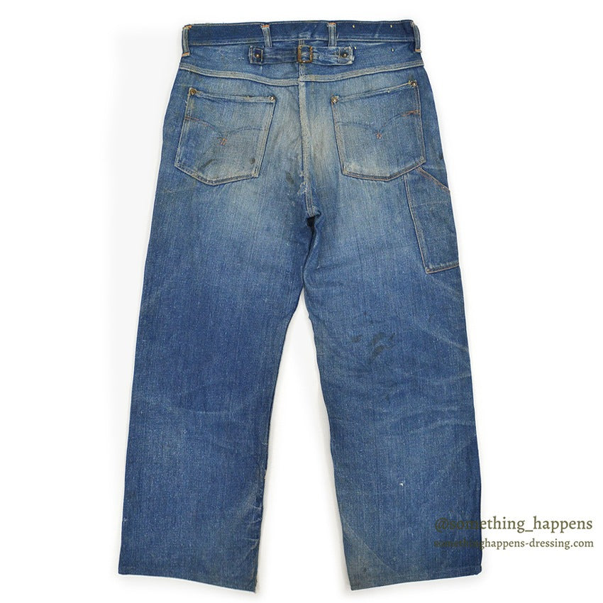 1930's~ UNKNOWN BUCKLE BUCK DENIM PANTS ... W32/L28