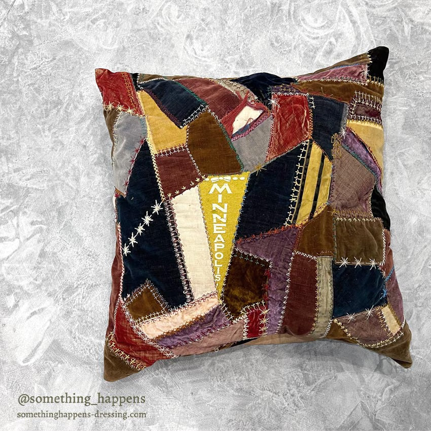 ANTIQUE MOSAIC PATCHWORK QUILTED CUSION...45cm/45cm