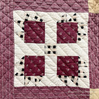 ANTIQUE BEAR'S PAW PATCHWORK QILT MAROON... 197cm/194cm