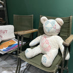 ANTIQUE CALICO PATCHWORK QUILTED TEDDY BEAR BIG...