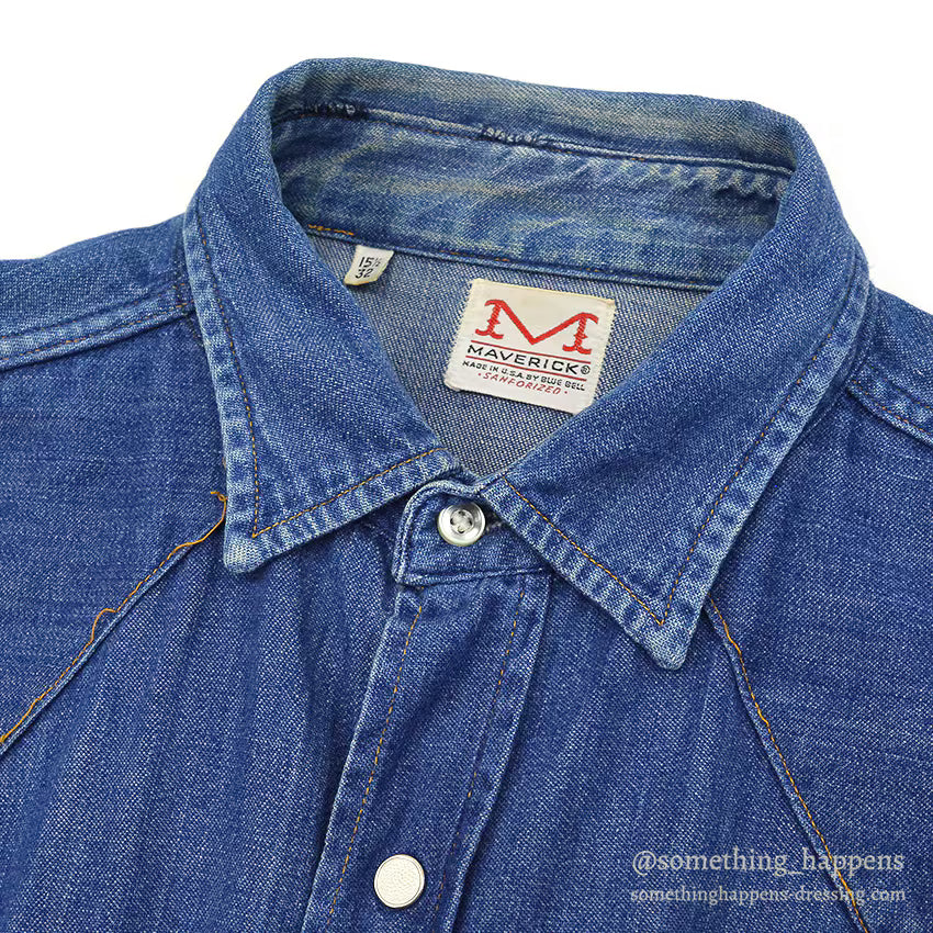 1960's~ MAVERICK DENIM WESTERN SHIRT... 15 1/2