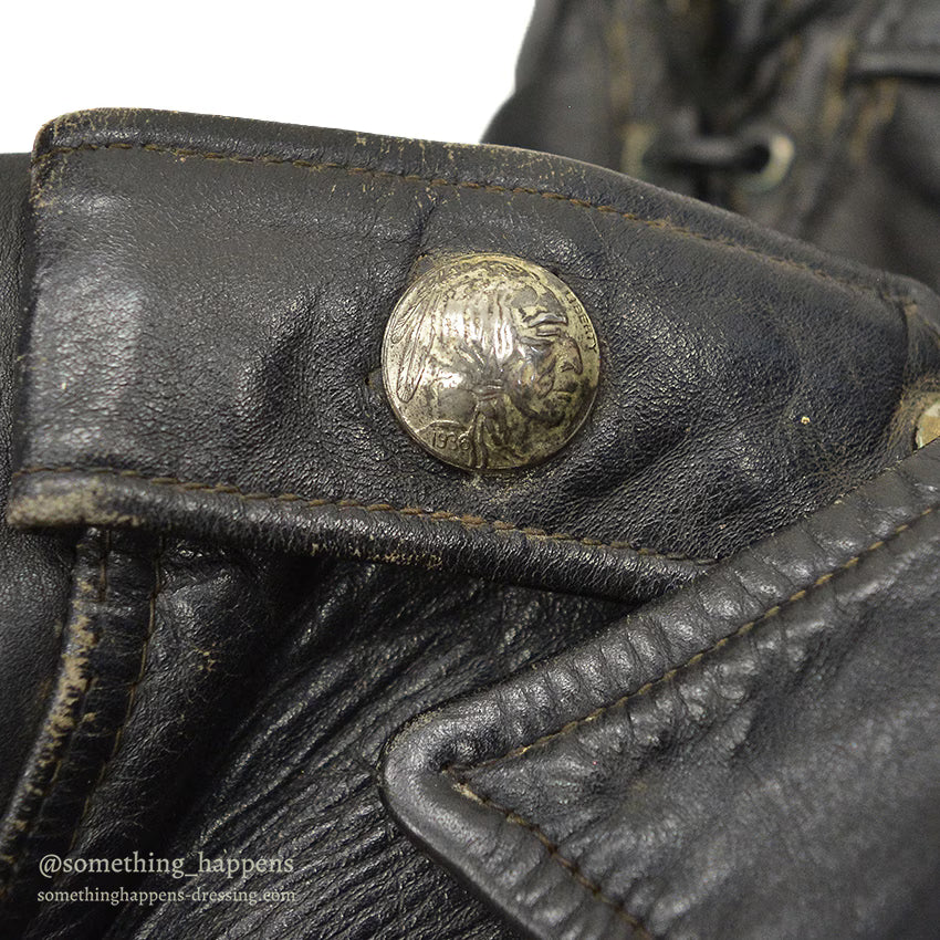 1950's INDIAN MOTOR CYCLE PAINTED DOUBLE RIDERS JACKET ... Fits like 38