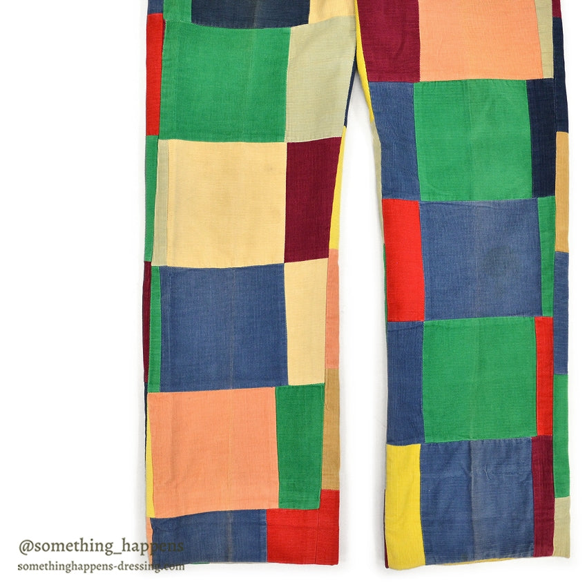 1970's CRAZY PATTERN PATCHWORK CORDUROY PANTS... W32/L28