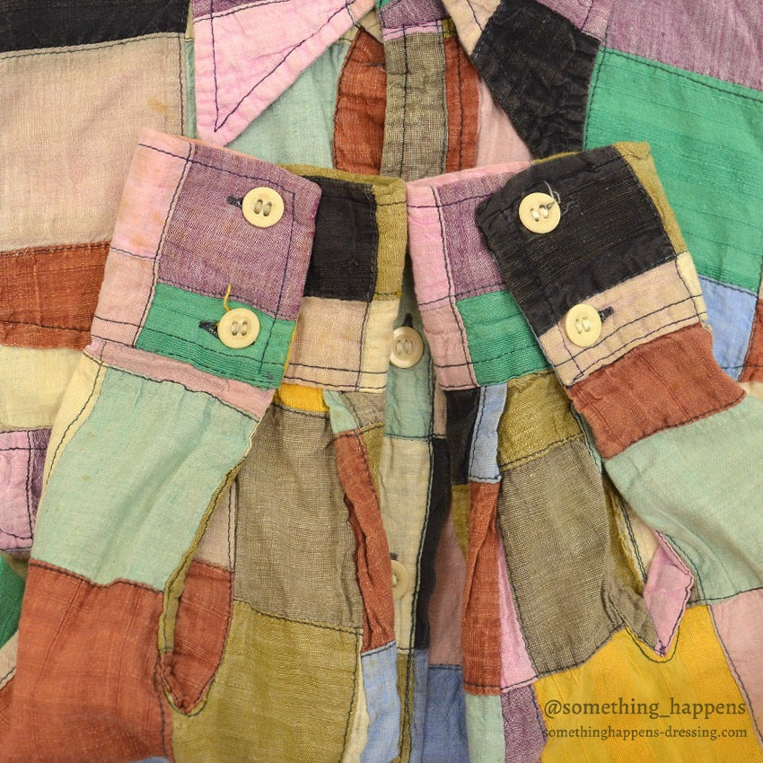 1970's SING & SMILE INDIA MADRAS CRAZY PATCHWORK SHIRT ... L