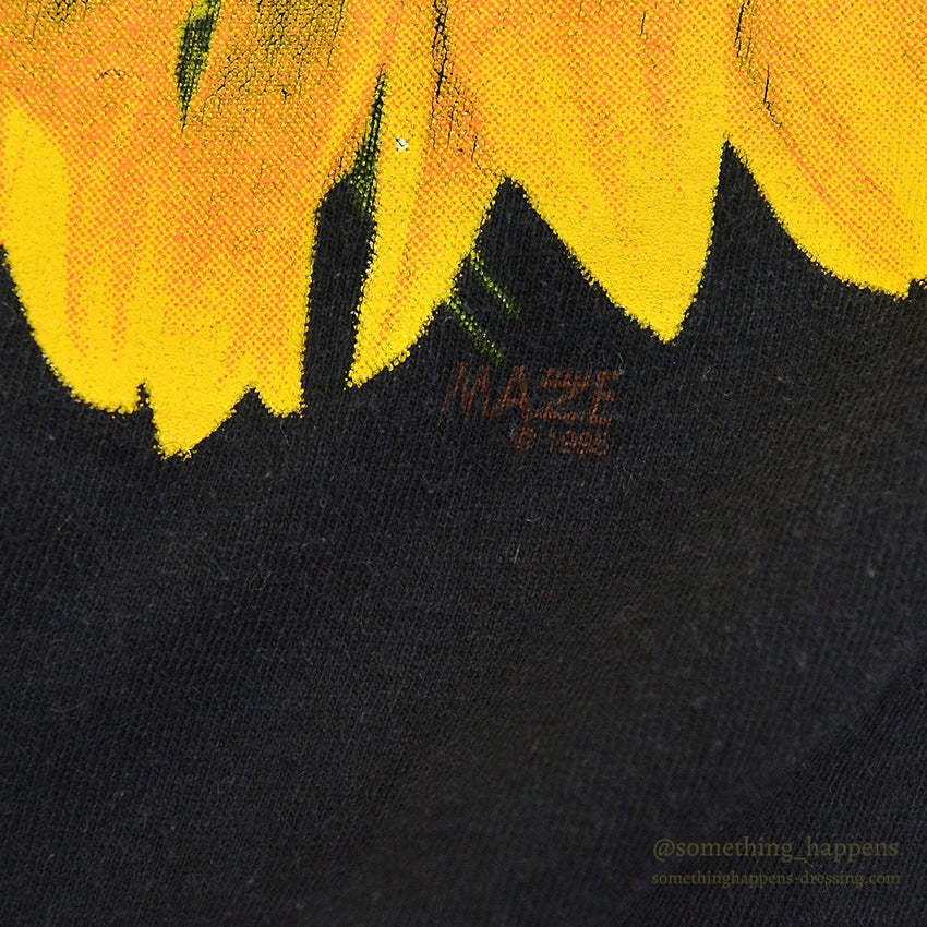 1990's MAZE SUN FLOWER T-SHIRT BLACK...M