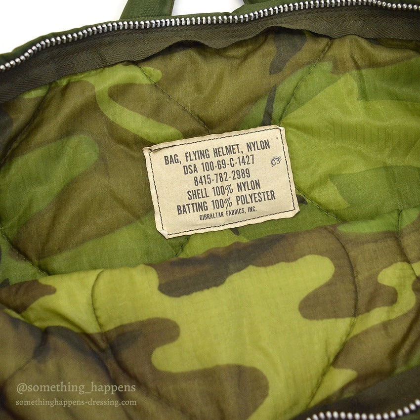~1970's USAF BAG, FLYING HELMET, NYLON CAMO LINING ...