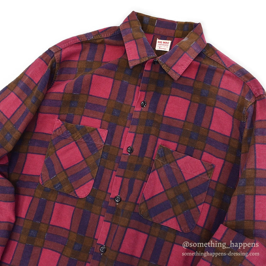 1960's BIGMAC PRINT FLANNEL SHIRT RARE COLOR... L