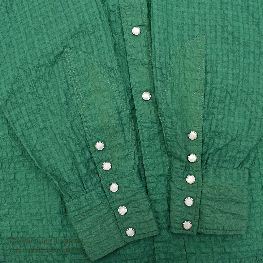1950's UNUSUAL GREEN NYLON WESTERN SHIRT...