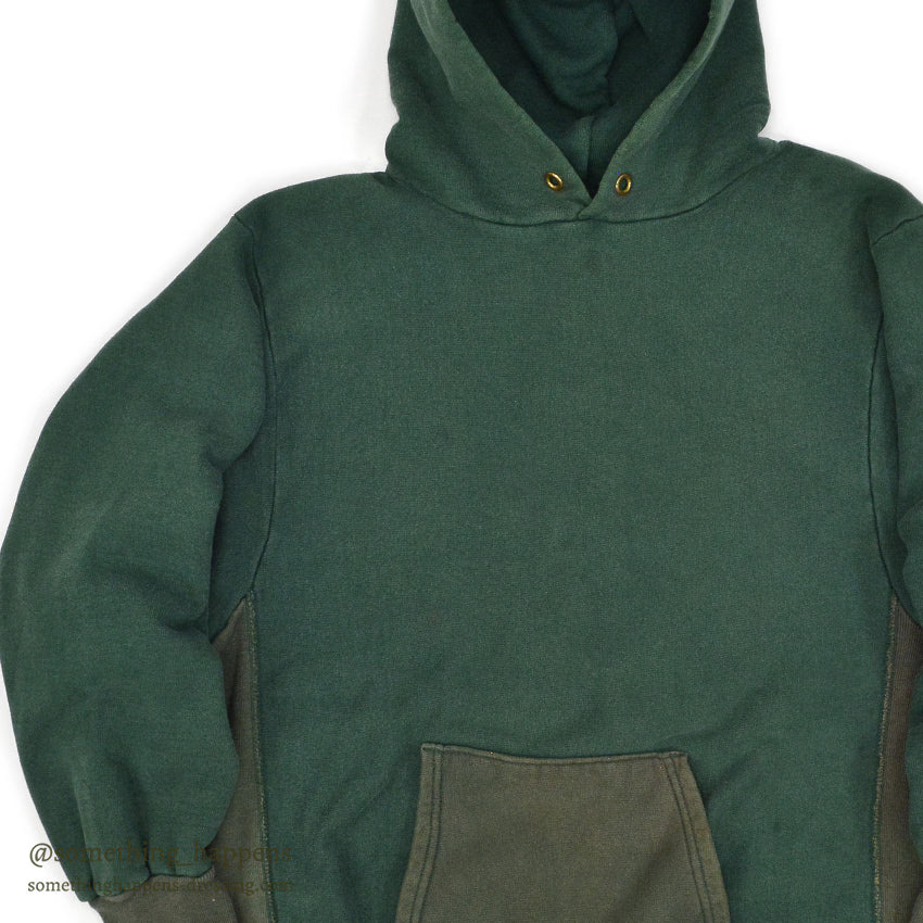 1990's CHAMPION BLANK REVERSE WEAVE SWEAT PARKA / GREEN TWO-TONE ... XL