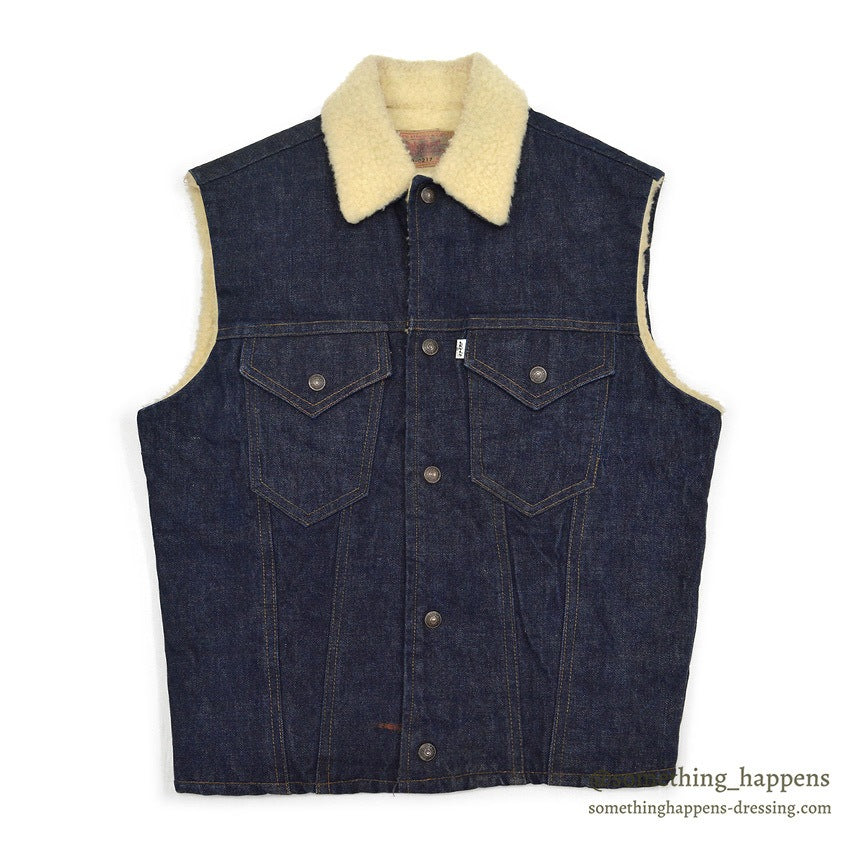 1960's LEVI'S 70579-0217 BIGE DENIM BOA VEST... 36