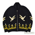 1950's OLD BLACK COWICHAN SWEATER DUCKS AND FLOWERS...