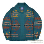 ~1980's PENDLETON NATIVE PATTERN ZIP-UP WOOL CARDIGAN... M