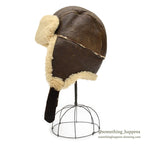 1980's BICK MOUTON SHEARLING HAT DARK BROWN ... XL