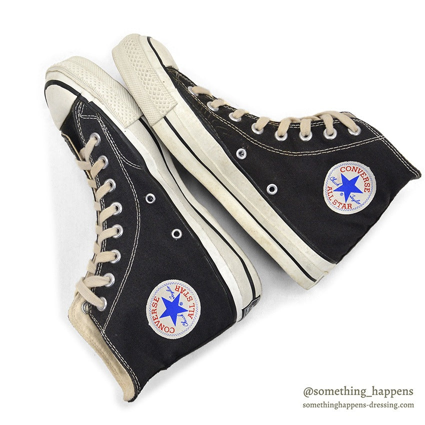 1970's~ DEADSTOCK CONVERSE CHUCK TAYLOR HI BLACK / DIFFERENT AGES... 7 1/2