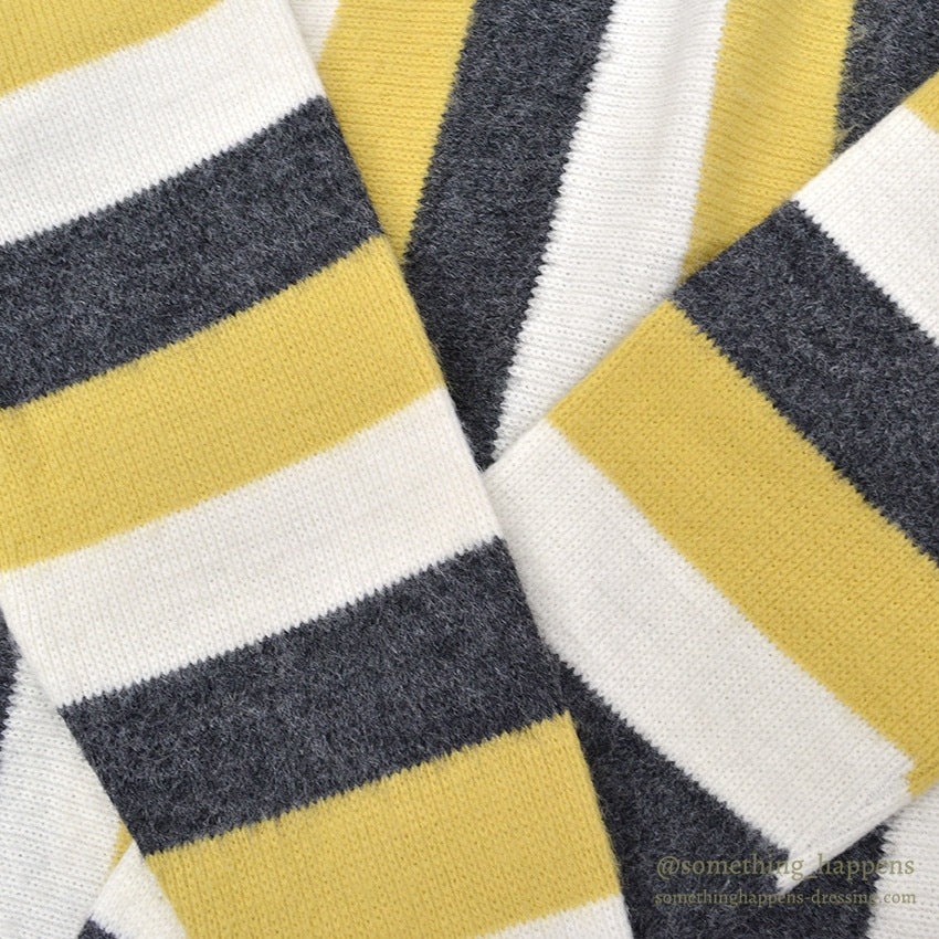 1960's STRIPED YELLOW/WHITE/GRAY KNIT CARDIGAN ...