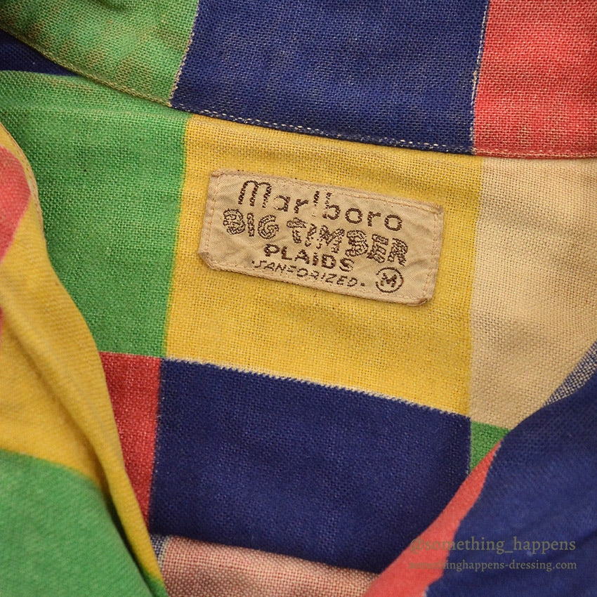 1950's Marlboro BIG TIMBER PRINT FLANNEL GAUCHO SHIRT / MULTI COLOR ... M