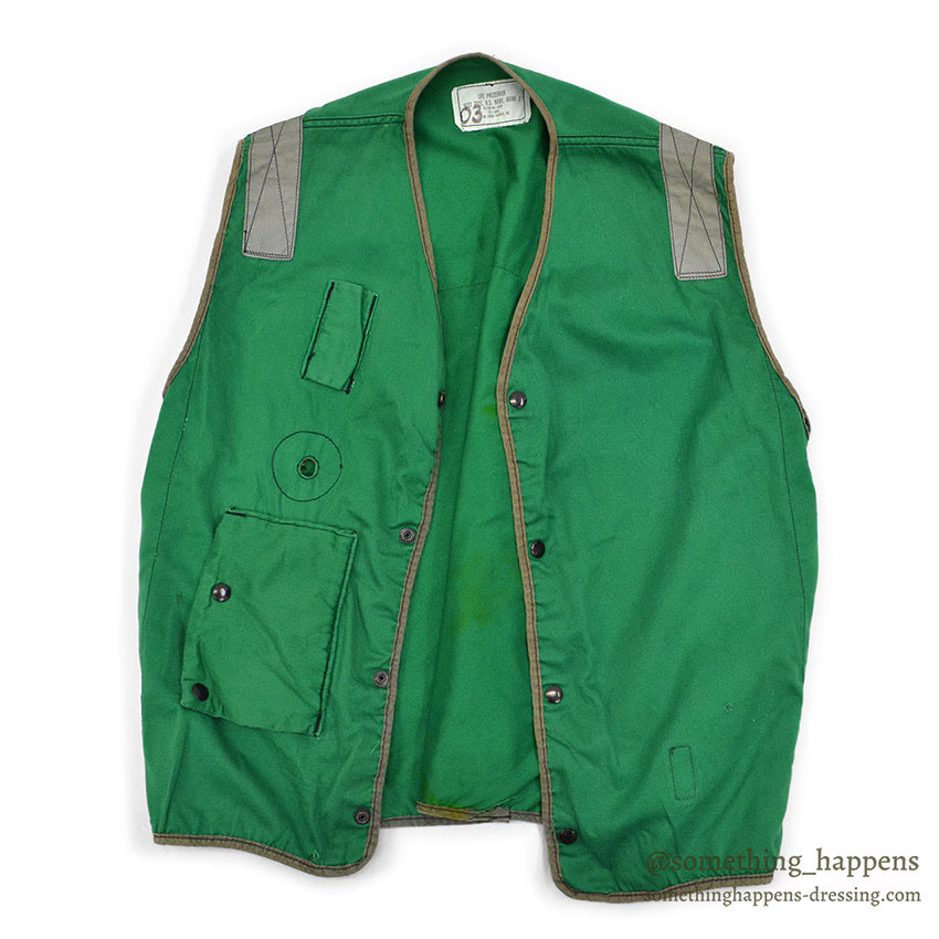 1980's USNAVY LIFE PRESERVER VEST MARK1 T GREEN / STENCIL ... L
