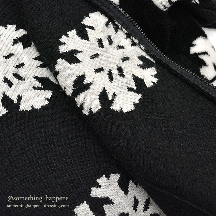 BLACK MOUNTAIN SNOW FLAKE PATTERN FLEECE JACKET...L