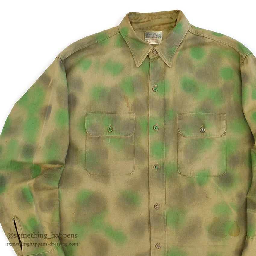 1960's DUBBLE WARE HAND PAINT CAMO SHIRT ... 16 1/2