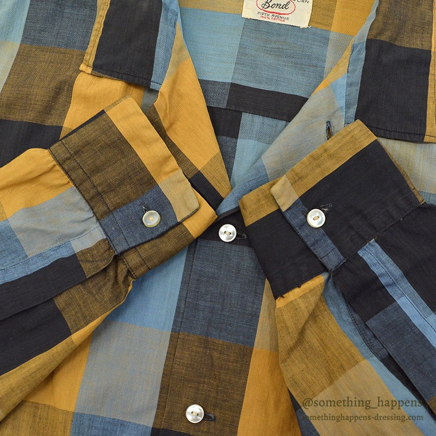 1960's BOND FIFTH AVENUE BLOCK PLAID SHIRT...L