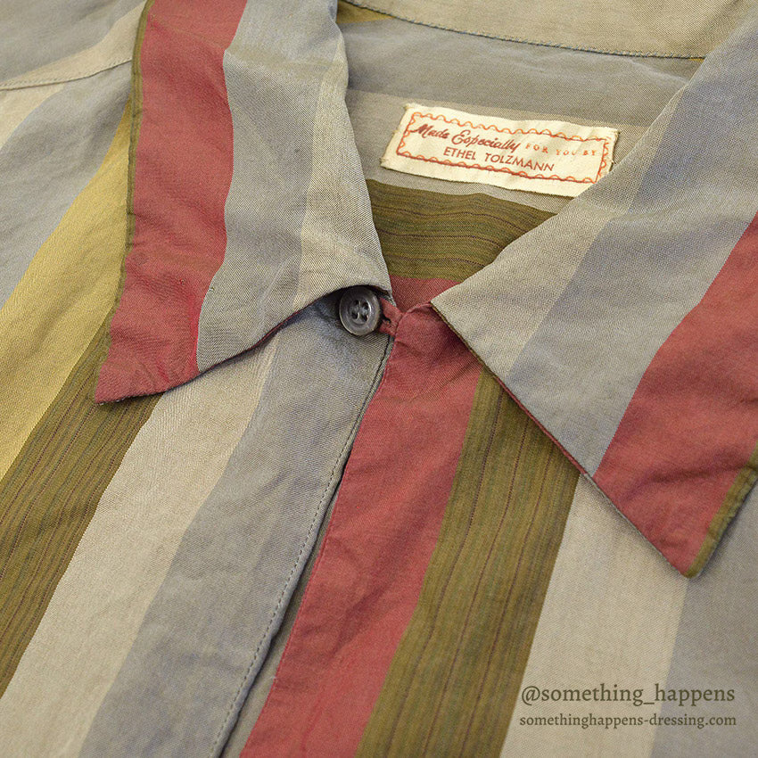 1950's~ OLD MULTI COLOR STRIPE PULLOVER SHIRT...