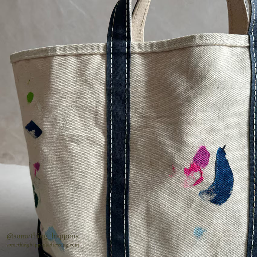 1980's LLBEAN BOAT AND TOTE NAVY / USED BY PAINTER... LARGE