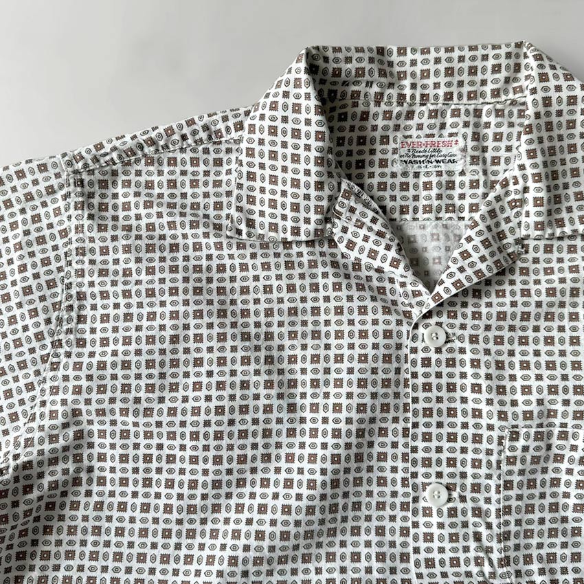 1950's EVER-FRESH GEOMETRIC PATTERN S/S SHIRT ... L