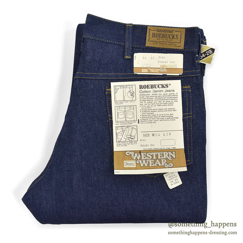 1970's~ DEADSTOCK ROEBUCKS DENIM PANTS ... W34/L29