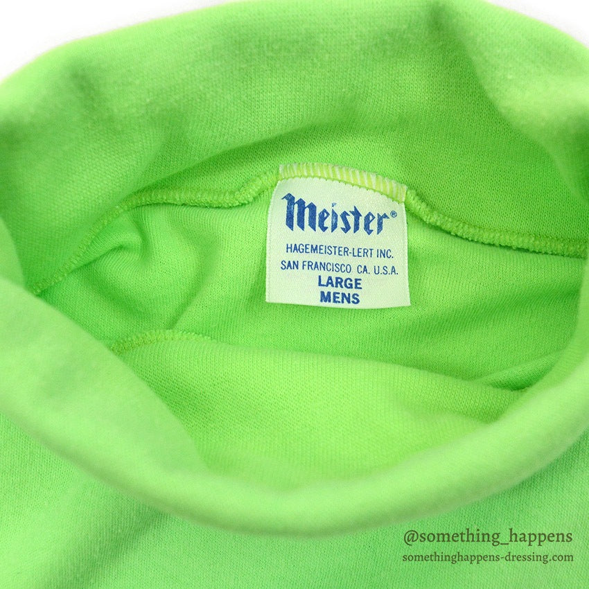 1980's~ MEISTER LIME GREEN TURTLE NECK TEE...L