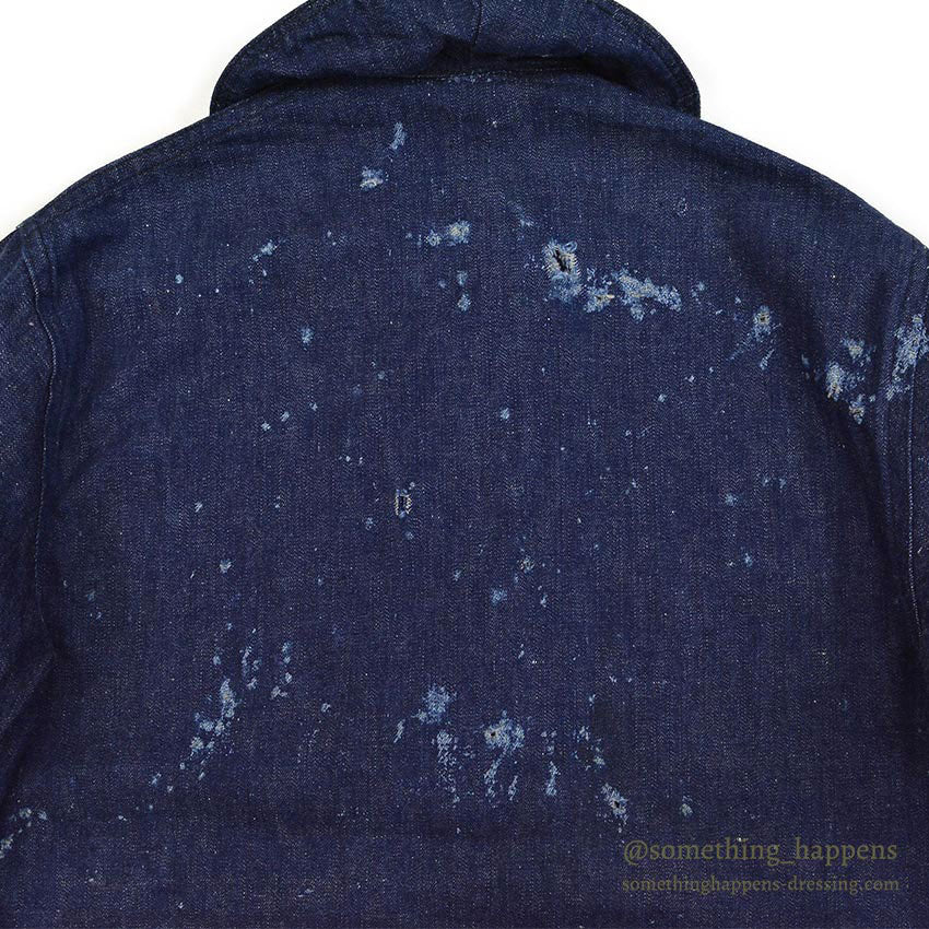 1940's USNAVY WW2 SHAWL COLLAR DENIM JACKET / DARK AND DAMAGED...