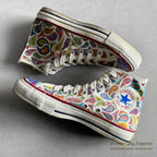 1980's CONVERSE ALL STAR HI / PSYCHEDELIC PAISLEY HAND PAINT ... 61/2
