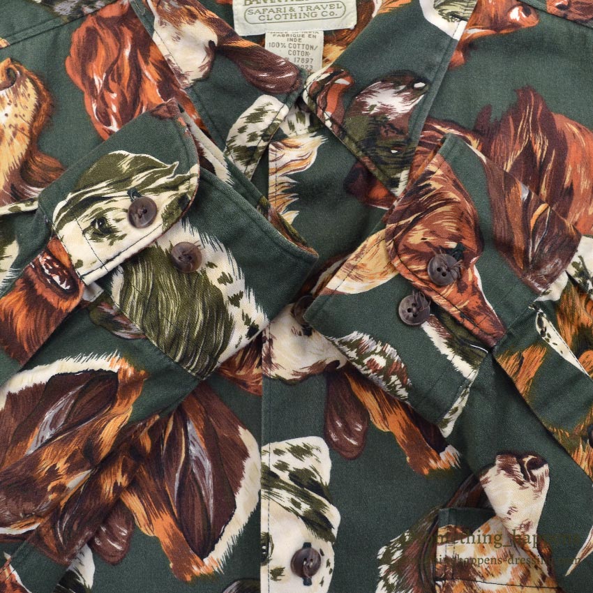 1980's BANANA REPUBLIC SAFARI & TRAVEL DOG ​​PRINT SHIRT 2 ... M