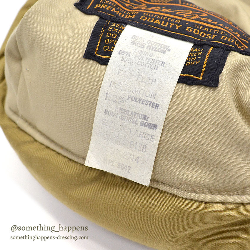 1980's EDDIE BAUER EAR FLAP DOWN CAP / TAN...XL