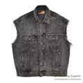 1980's Levi's 70507-0253 ACID WASH BLACK DENIM VEST / CHOPPED... M