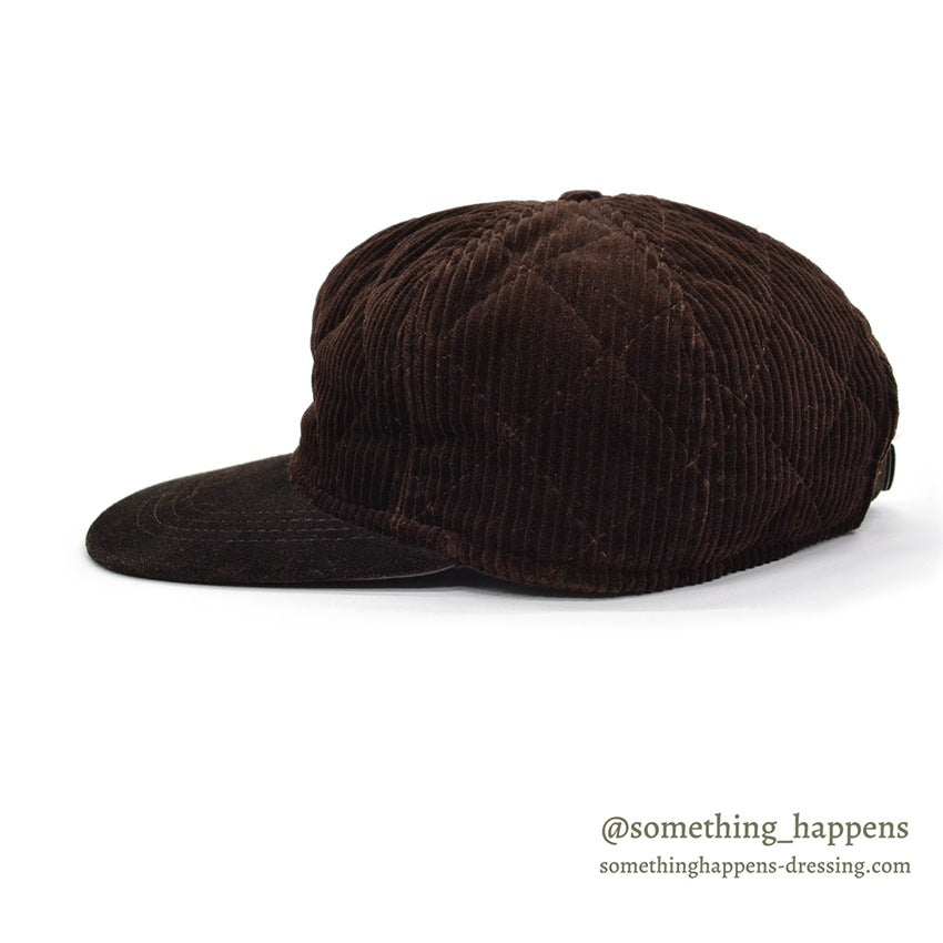 1990's EDDIE BAUER QUILTED CORDUROY CAP / BROWN...