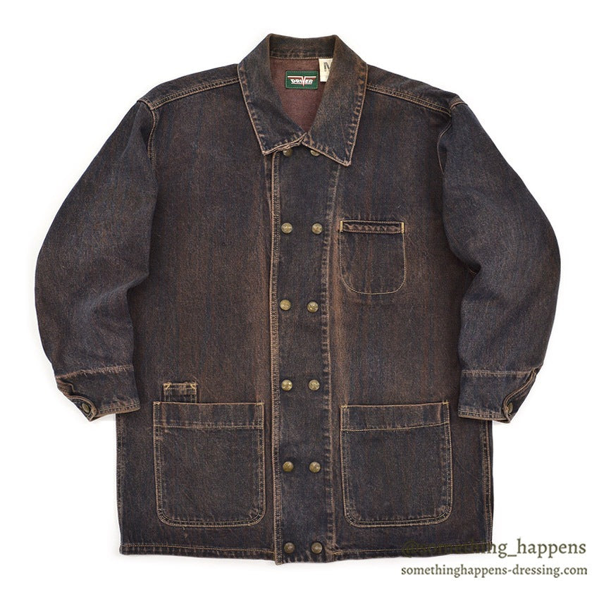 1990's DRIVER DOUBLE-BREASTED DENIM COVERALL...M
