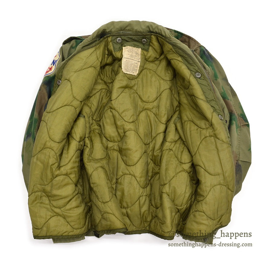 1970's M-65 USN MIUW-604 HAND PAINTED CAMO FIELD JACKET WITH LINER... MR