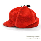 1960's~ RED FAUX FUR TRAPPER HAT...XL