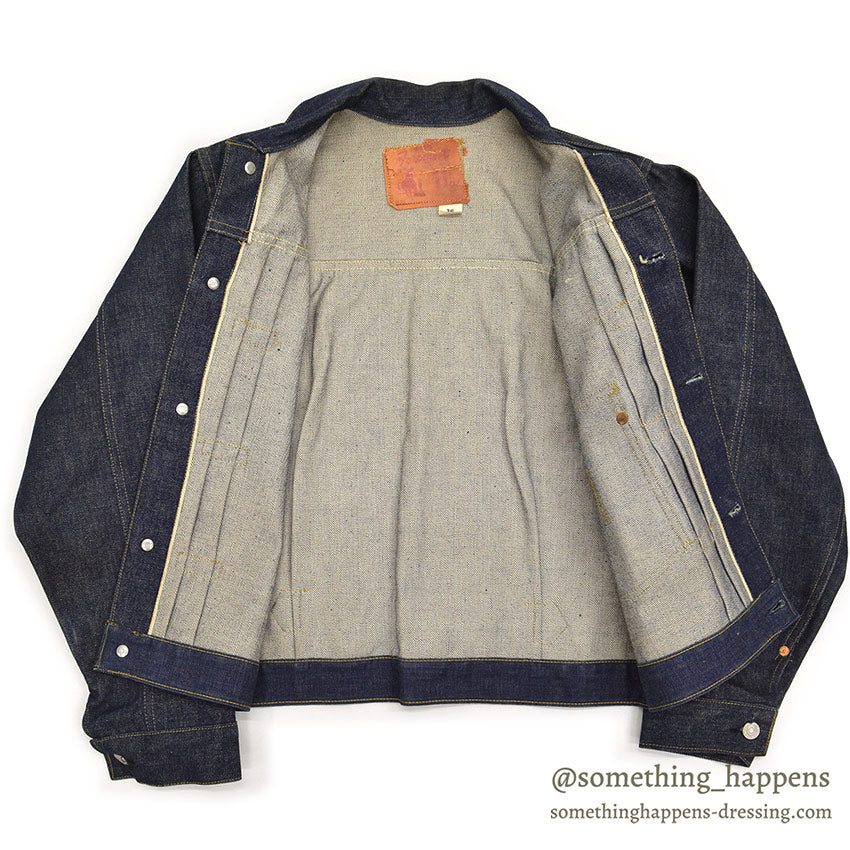 1940's DEADSTOCK FOREMOST BUCKLE BACK DENIM JACKET / LEATHER PATCH ... 36