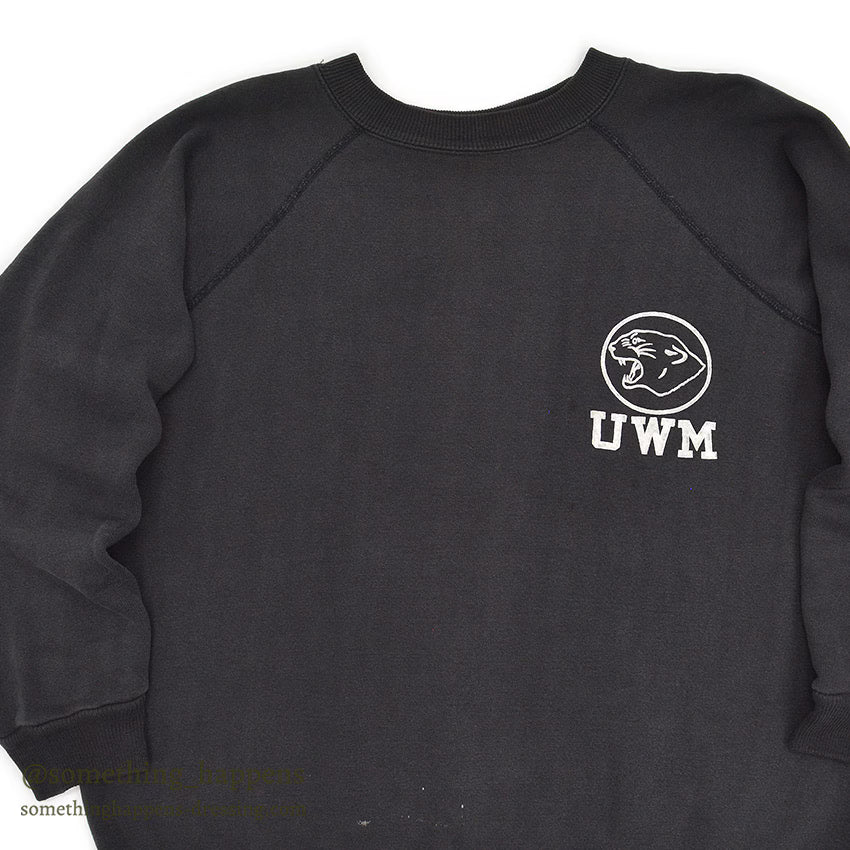1960's CHAMPION UWM FLOCK PRINT SWEAT SHIRT / BLACK...XL