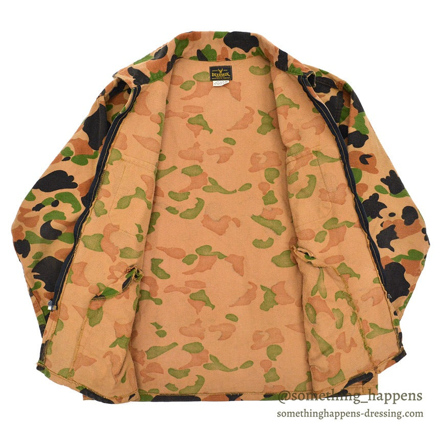 ~1980's DEERSKIN CAMO ZIP-UP CHAMOIS JACKET / UNUSUAL COLOR ... XL
