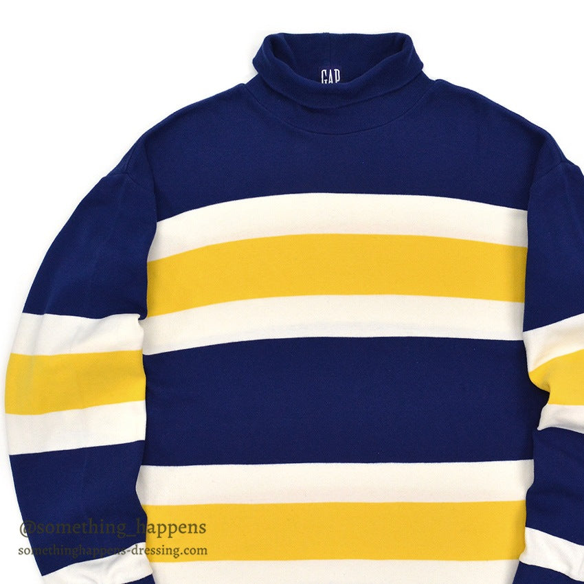 1980's GAP WIDE STRIPED COTTON TURTLE NECK TEE...XL