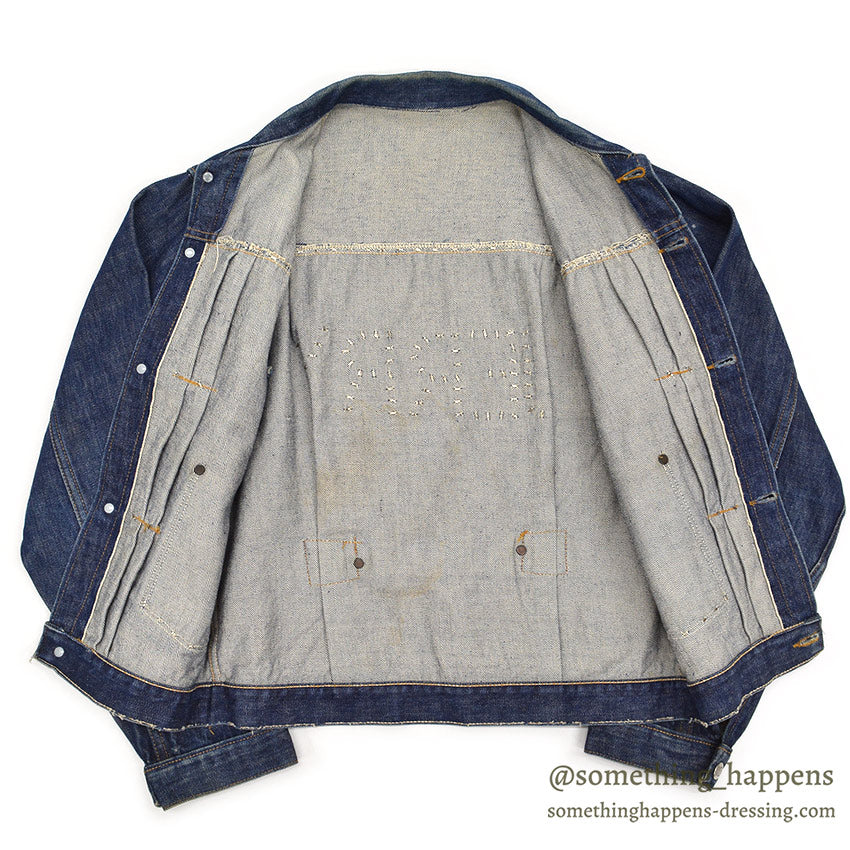 1940's~ MONTGOMERY WARD 101 BUCKLE BACK DENIM JACKET / COOL STUDS...