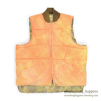 1960's~ CAMO / ORANGE REVERSIBLE NYLON PADDED VEST / FADED...