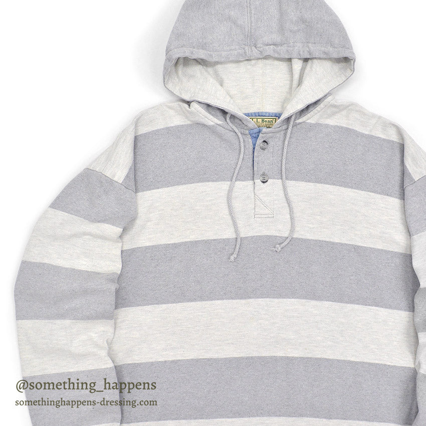 1980's LLBEAN STRIPED COTTON SWEAT HOODIE... L-TALL