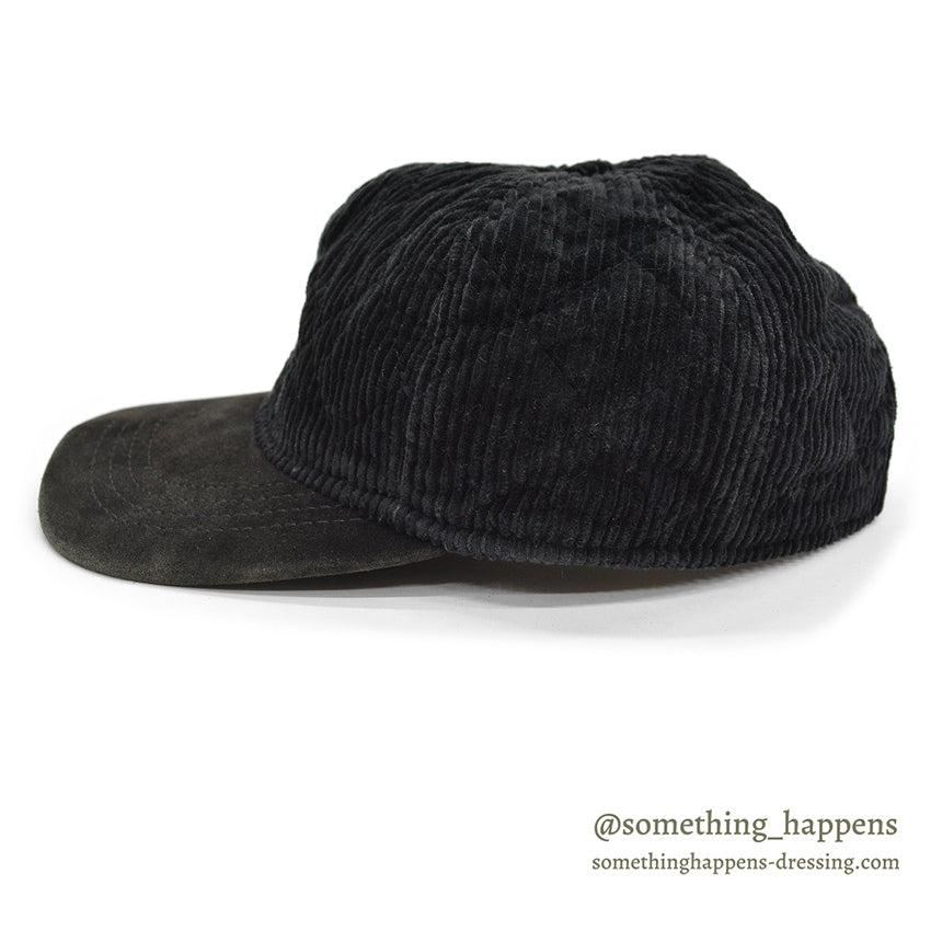 1990's EDDIE BAUER QUILTED CORDUROY CAP / BLACK...