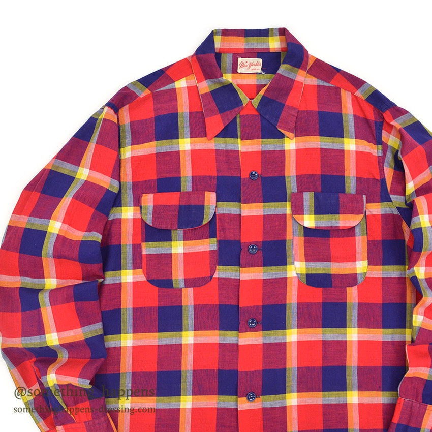 1950's NEW YORKER VIBRANT COLOR PLAID SHIRT ...