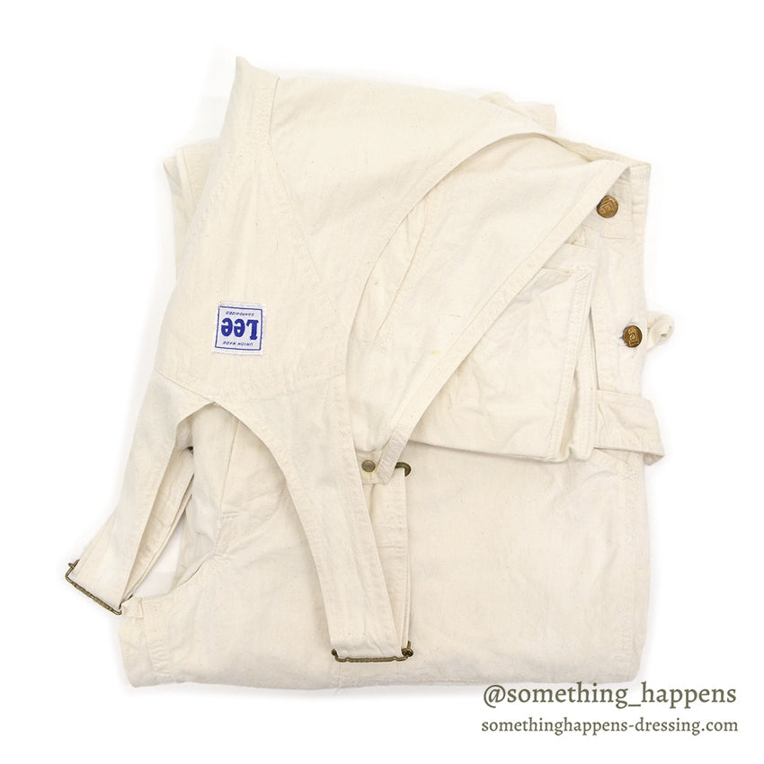 1950's Lee DOUBLE-KNEE OVERALL OFF WHITE / WITH APRON ... W42/L31