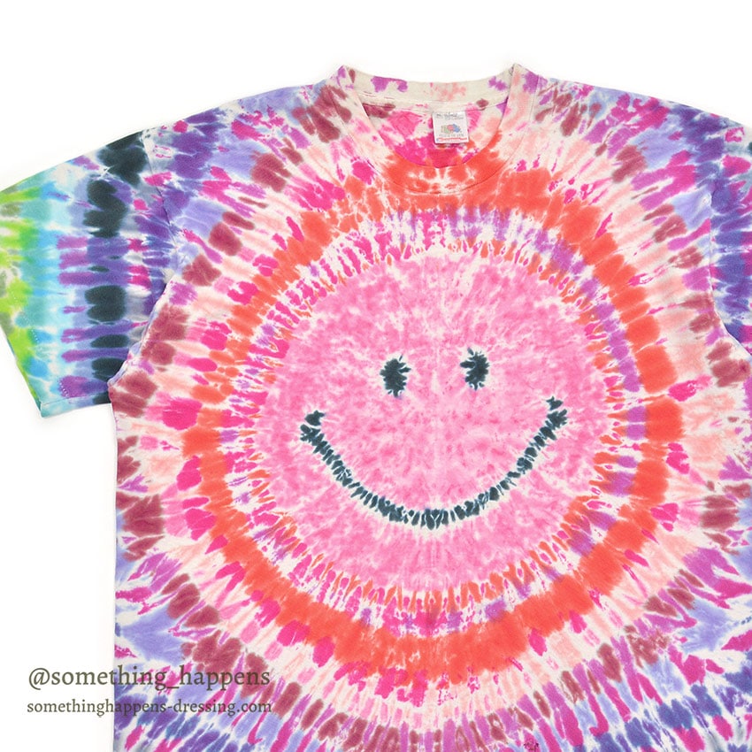 1990's FRUIT OF THE LOOM SMILEY FACE TIE DYE T-SHIRT / AWESOME COLOR ... XL